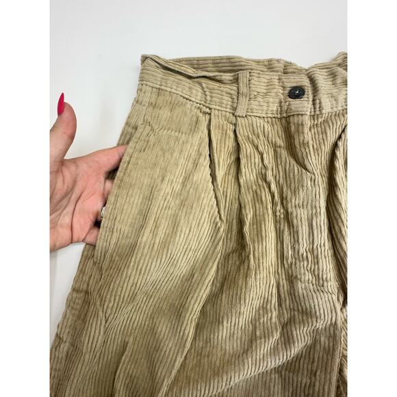 Kyoto Kasuals Womens Shorts Size 7 Brown Corduroy High Waisted Pleated Vintage - Picture 2 of 11
